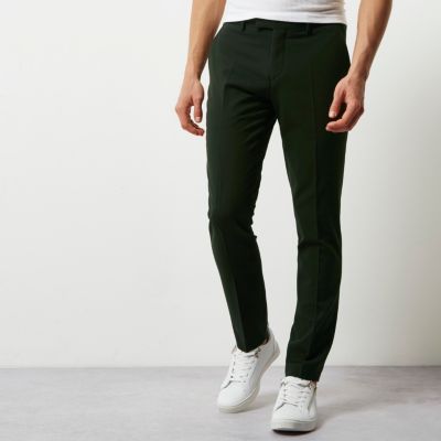 Dark green skinny fit suit trousers